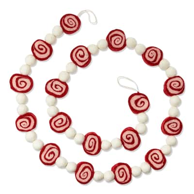 Peppermint Candy Wool Garland