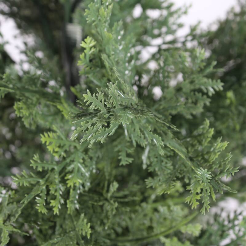 5FT Artificial Cypress Tree in Black Plastic Pot UV Resistant, Realistic Indoor Outdoor Fake Topiary Plant, 1pc/set