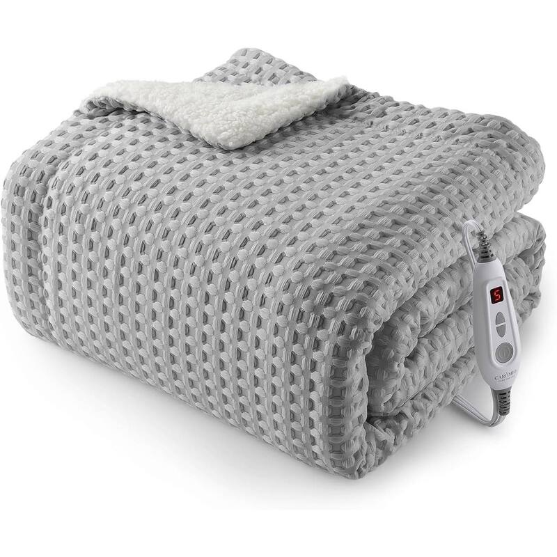 Heated Electric Blanket with LCD Dual Controller, Grey - 50"x60"