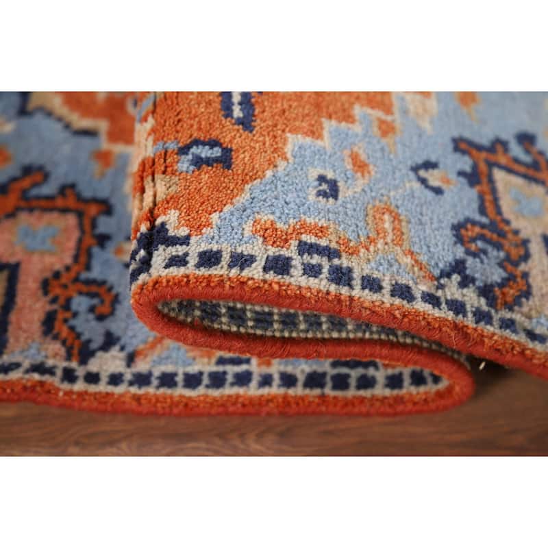 Orange & Blue Kazak Indian Foyer Rug Hand-Knotted Wool Carpet - 2'0" x 3'0"