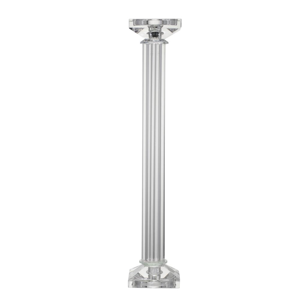 18 Inch Candle Holder, Classic Pillar Design, Accent Decor, Clear Glass