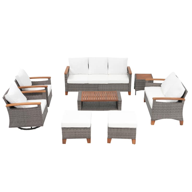 Outdoor 8-piece Sofa Set With Swivel Chair Patio Furniture