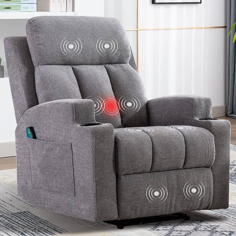 Ebello Massage Recliner Chair with Heat and Vibration Manual Sofa - Light Grey