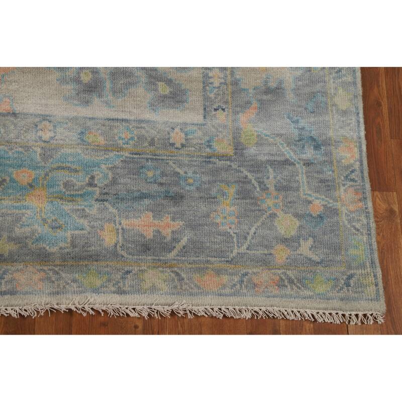Oriental Beige Oushak Indian Area Rug Hand-Knotted Wool Carpet - 7'10" x 10'2"