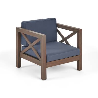 Juna Outdoor Club Chair, Charcoal Gray Water-Resistant Fabric, Acacia
