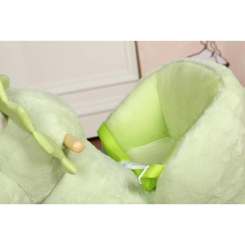 Kids Ride-On Rocking Horse Toy with Lullaby Song, Rocking Toy with Hand Puppets & Safety Belt