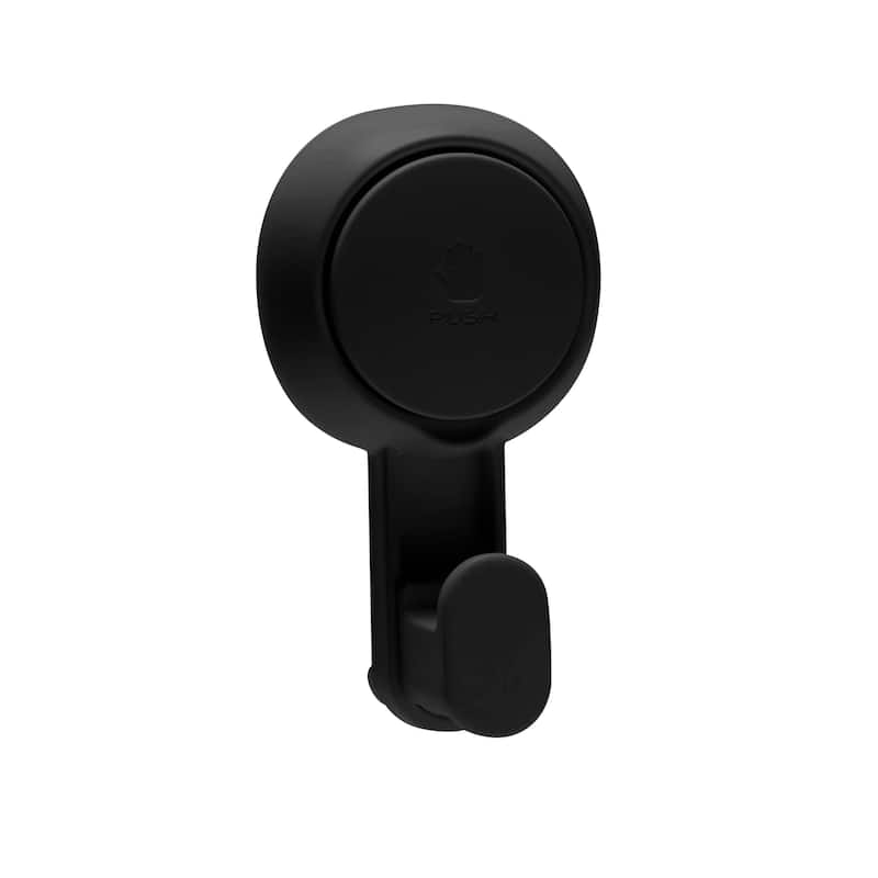 Bath Bliss 4 Pack Gel-Suction Power Hooks in Matte black - 4.5"x 2.5"x 1.7"