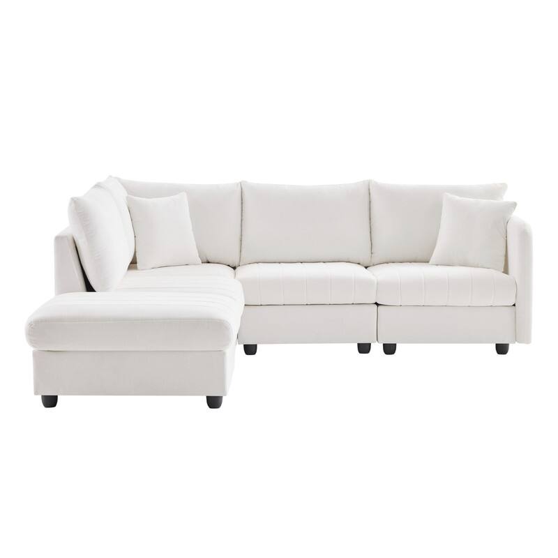 89x79" Modern Sectional Sofa with Convertible Ottoman,Living Room Couches L Shape Sofa with 2 Pillows
