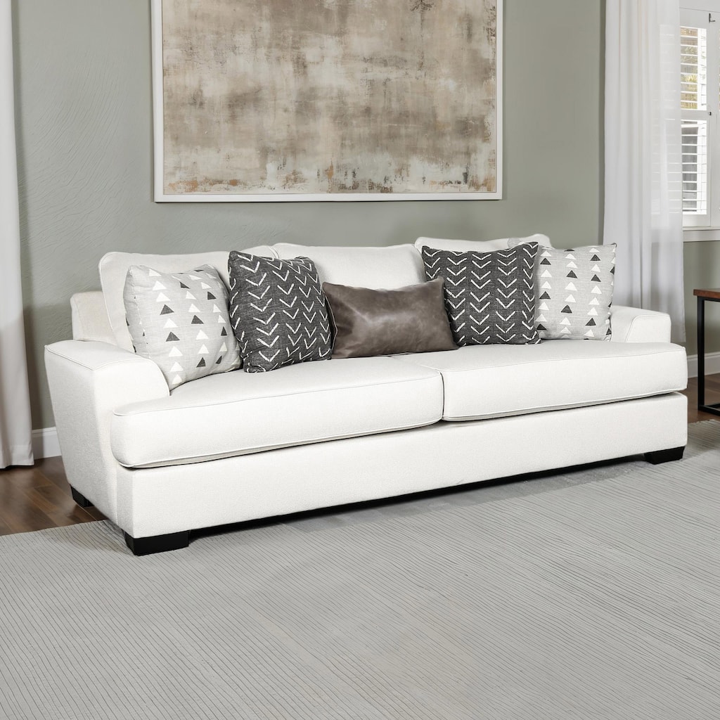 Furniture of America Pario Modern Wood Frame Fabric Sofa with Accent Pillows