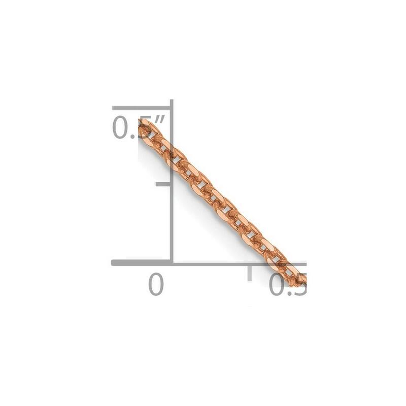 Curata 14k Rose Gold 1.65mm Solid Diamond-Cut Cable Chain Necklace Options: 16 18 20