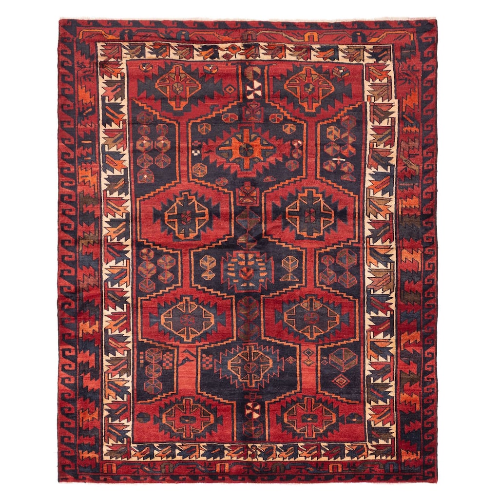 ECARPETGALLERY Hand-knotted Konya Anatolian Dark Navy, Red Wool Rug - 6'3 x 7'7