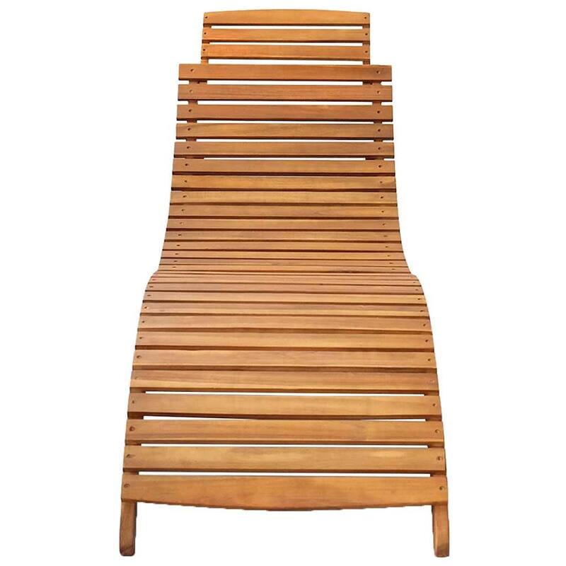 vidaXL Patio Sun Lounger with Cushion Solid Acacia Wood - 72.4" x 21.7" x 25.2"