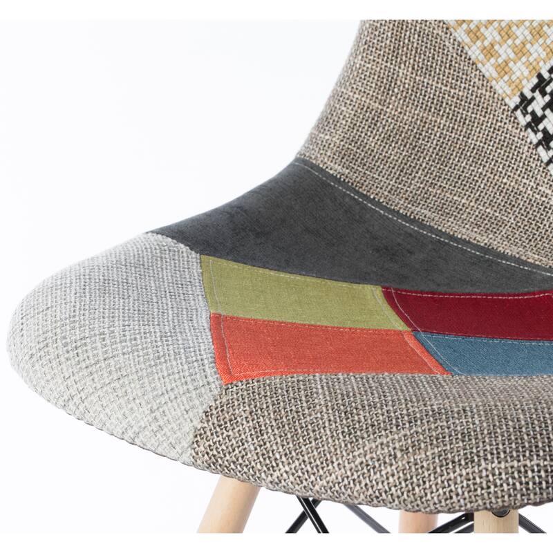 Patchwork Shell Dining Chair w/ Wooden Dowel Eiffel Legs