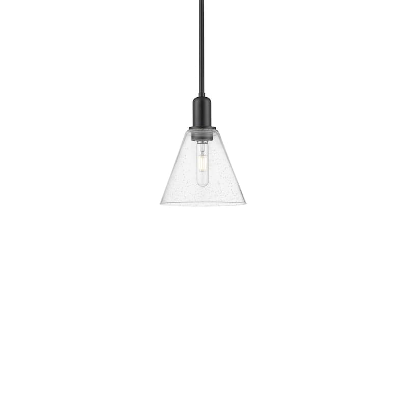 Innovations Lighting 716-1S-11-8 Berkshire Glass Pendant Berkshire - Matte Black / Seedy
