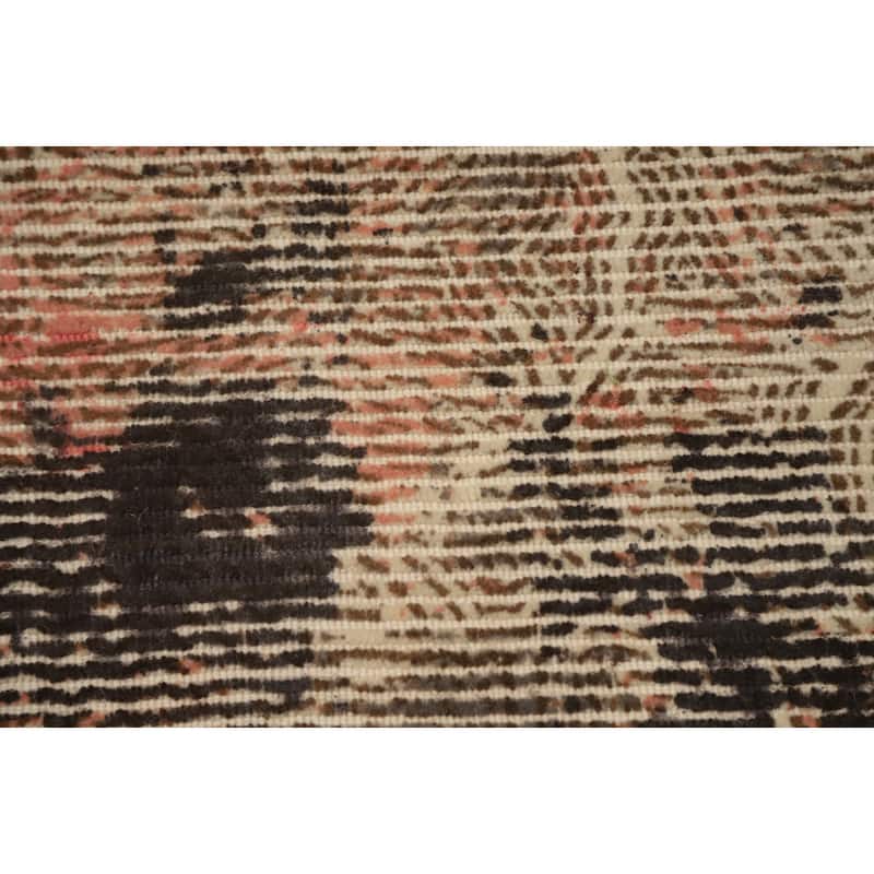 Hand Knotted Oriental Viscose Silk Carpet Modern All-Over Oranges & Rust Abstract Area Rug - 7' 7'' X 5' 5''