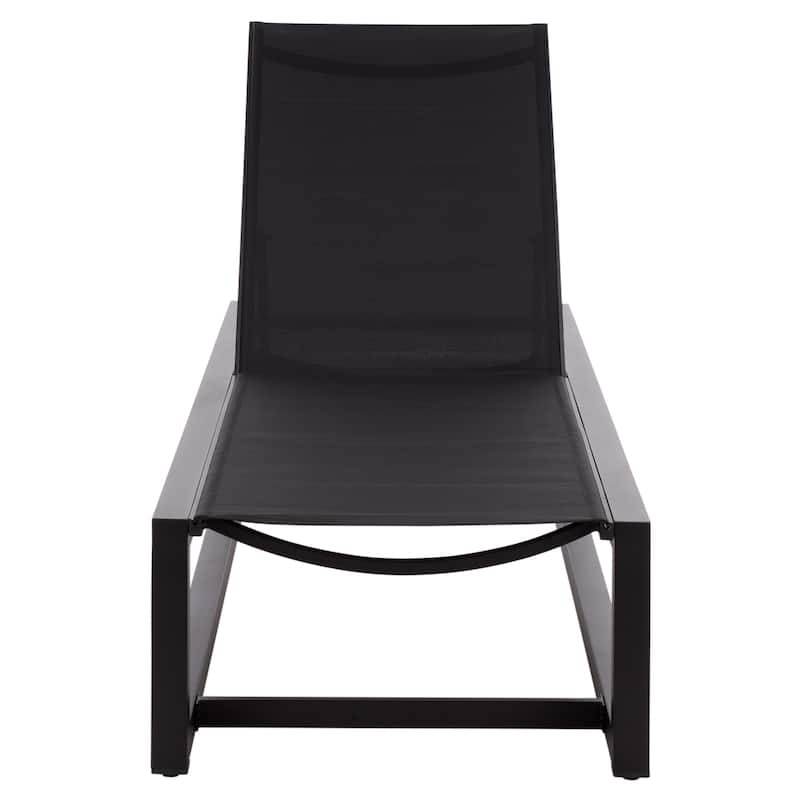 SAFAVIEH Outdoor Living Logan Aluminum Lounger - 79"W x 27"D x 14"H - Black/Black