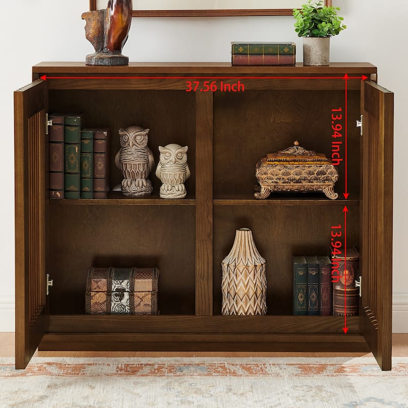 Fluted Hollowed Out Sideboard Cabinet, Buffet Cabinet with Storage