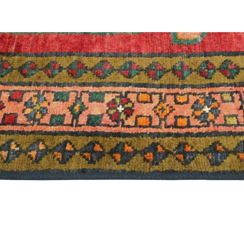 Fine Vintage Distressed Balthild Red/Charcoal Runner - 3'10" x 12'3"