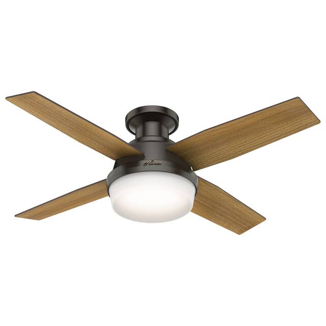 Hunter 44" Dempsey Low-profile Ceiling Fan with LED Light Kit, Handheld Remote - Noble  Bronze