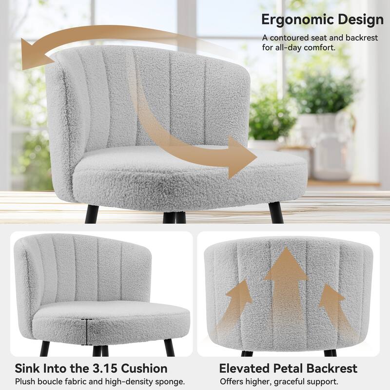 25.2" Upholstered Counter Height Barstools with Back, Modern Chairs Set for Kitchen Island