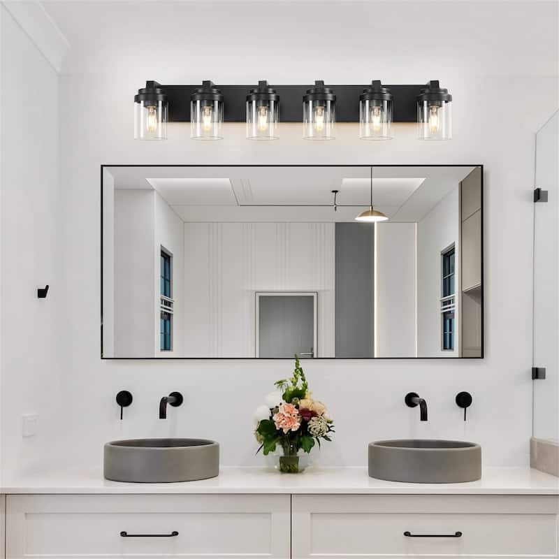 31" 6-Light Black Bathroom Vanity Light