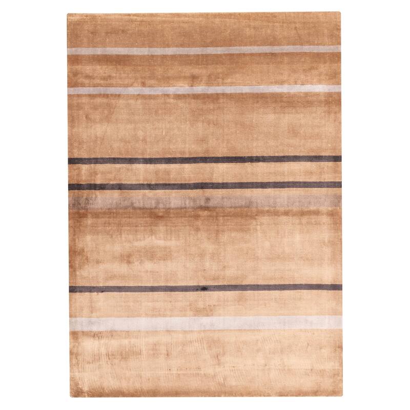 ECARPETGALLERY Hand Loomed Loreto Light Brown Viscose Rug - 5'4 x 7'4