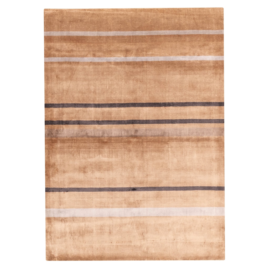 ECARPETGALLERY Hand Loomed Loreto Light Brown Viscose Rug - 5'4 x 7'4