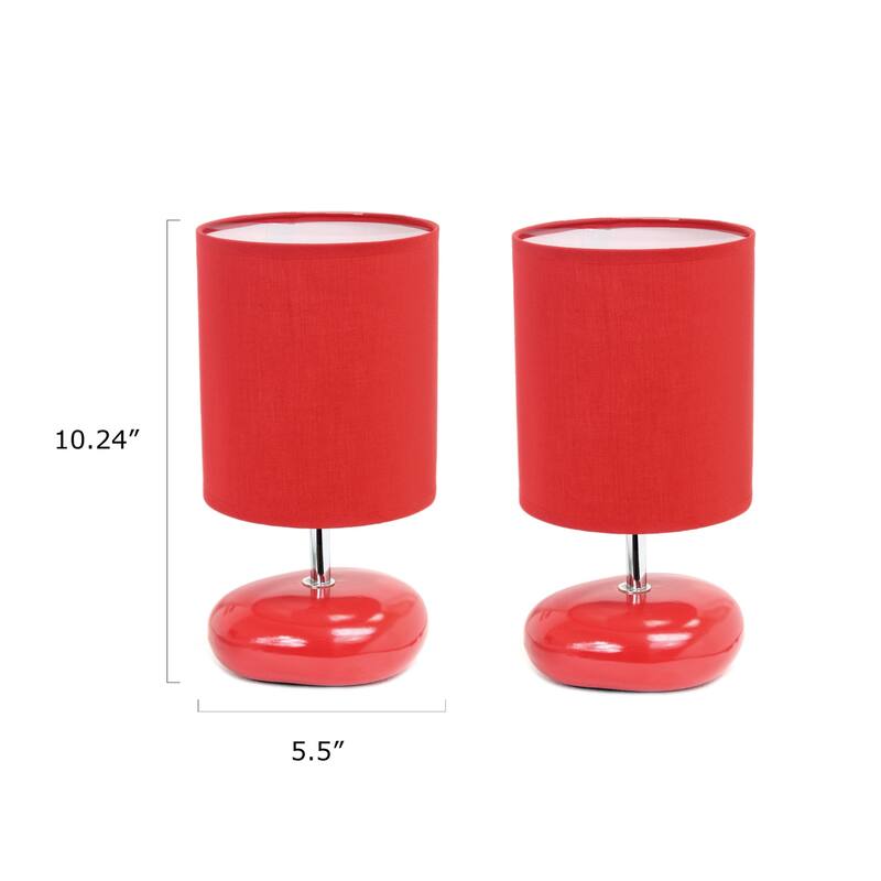 10.24 in. Red Finish Table Lamp with Red Shade, Sturdy Table Lamp for Living Rooms and Bedrooms, Set of 2