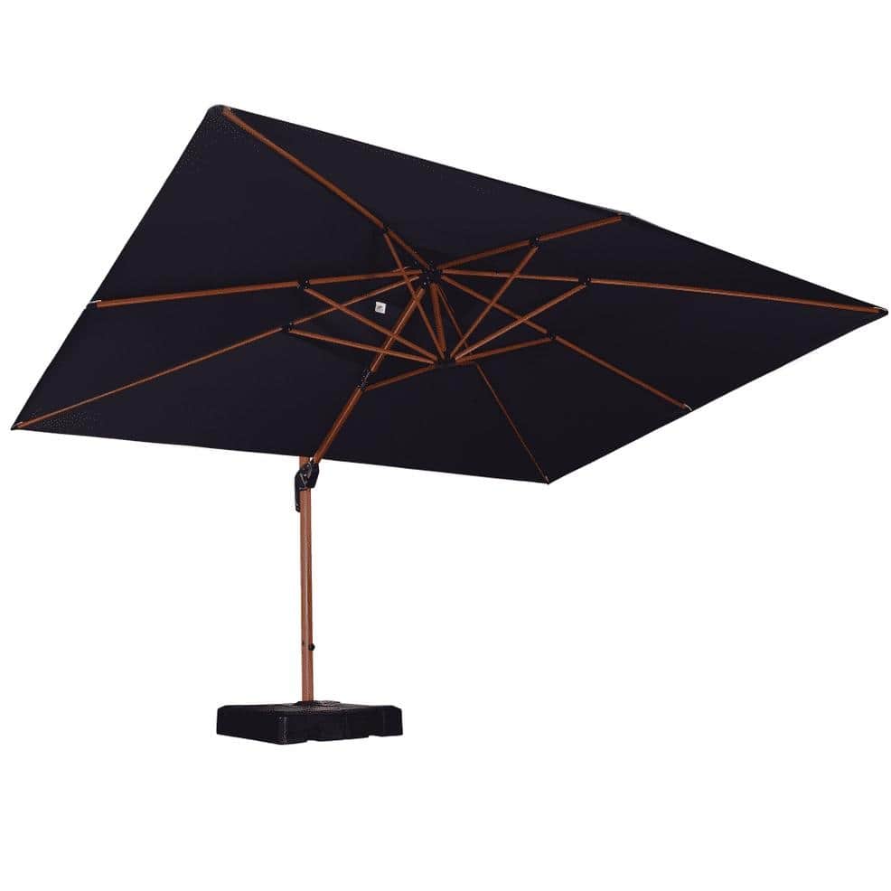 PURPLE LEAF 9x12/10x13ft Rectangular Patio Cantilever Umbrella in Wood Color