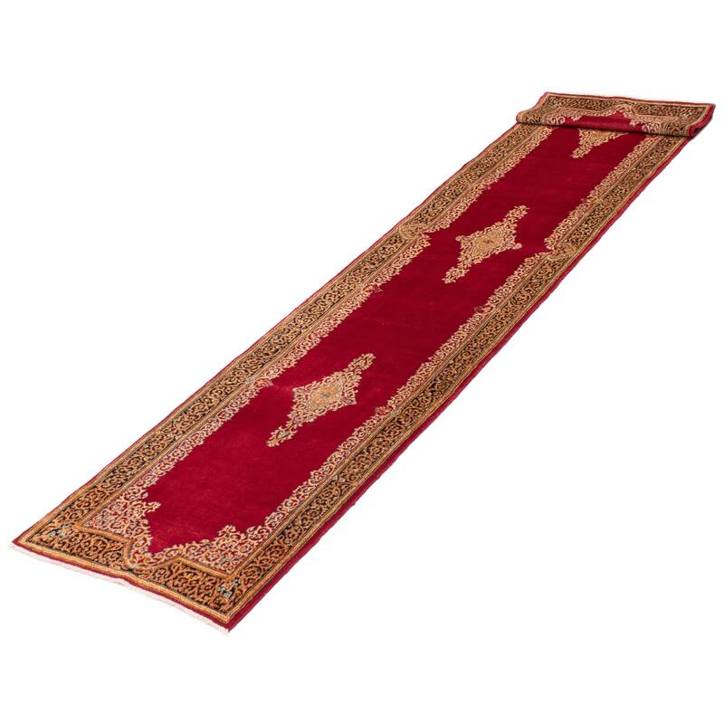 ECARPETGALLERY Hand-knotted Anatolian Vintage Red Wool Rug - 2'7 x 13'1