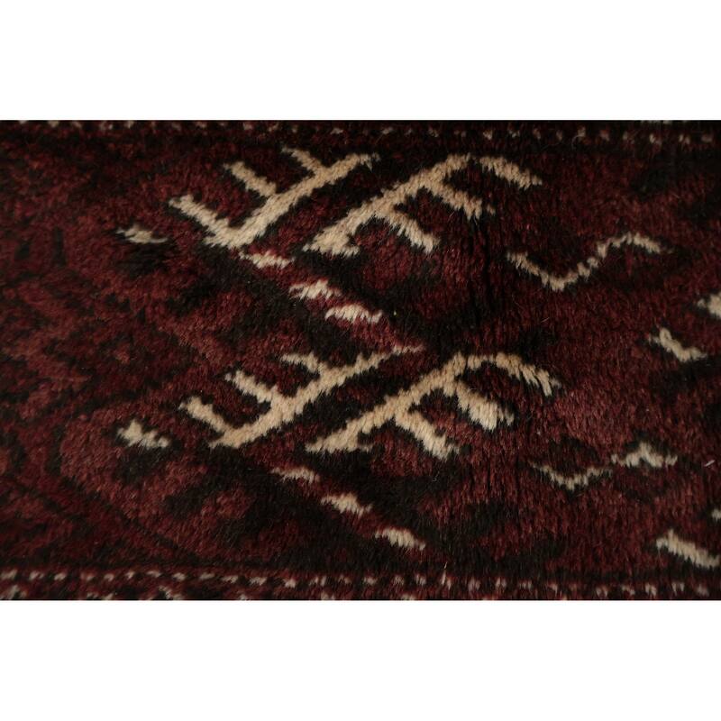 Hand Knotted Oriental 100% Wool Carpet Traditional Geometric Red Bokhara Area Rug - 13' 4'' X 8' 3''