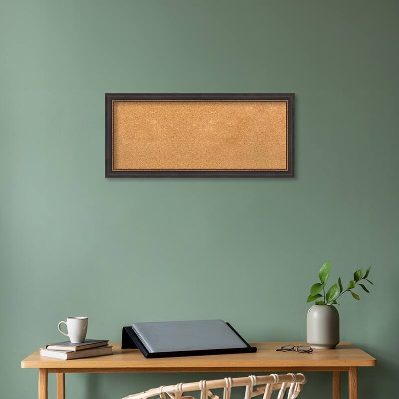 Ashton Black Wood Framed Natural Corkboard Bulletin Board, Organization Board, Pin Board