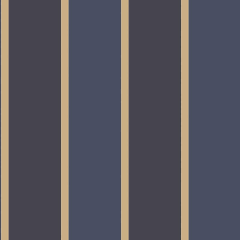 Galerie Wallcoverings Smart Stripes 2 Formal Stripe Vinyl on Non-Woven Matte Wallpaper Roll - 33 feet x 21 inches - Blue/Brown