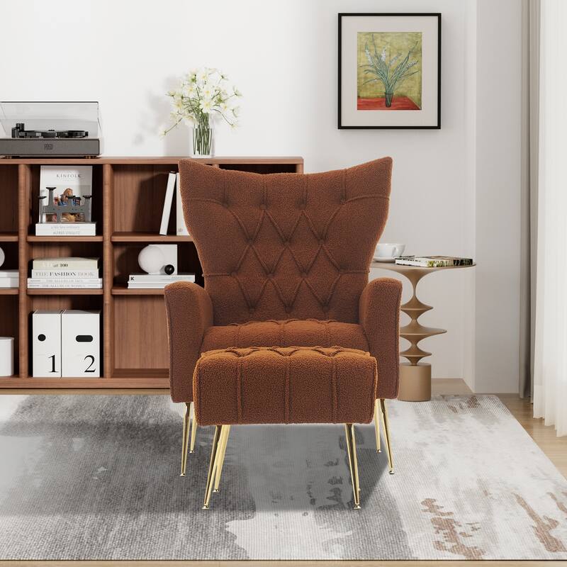 Ouyessir Upholstered Tufted Accent Chair with Ottoman