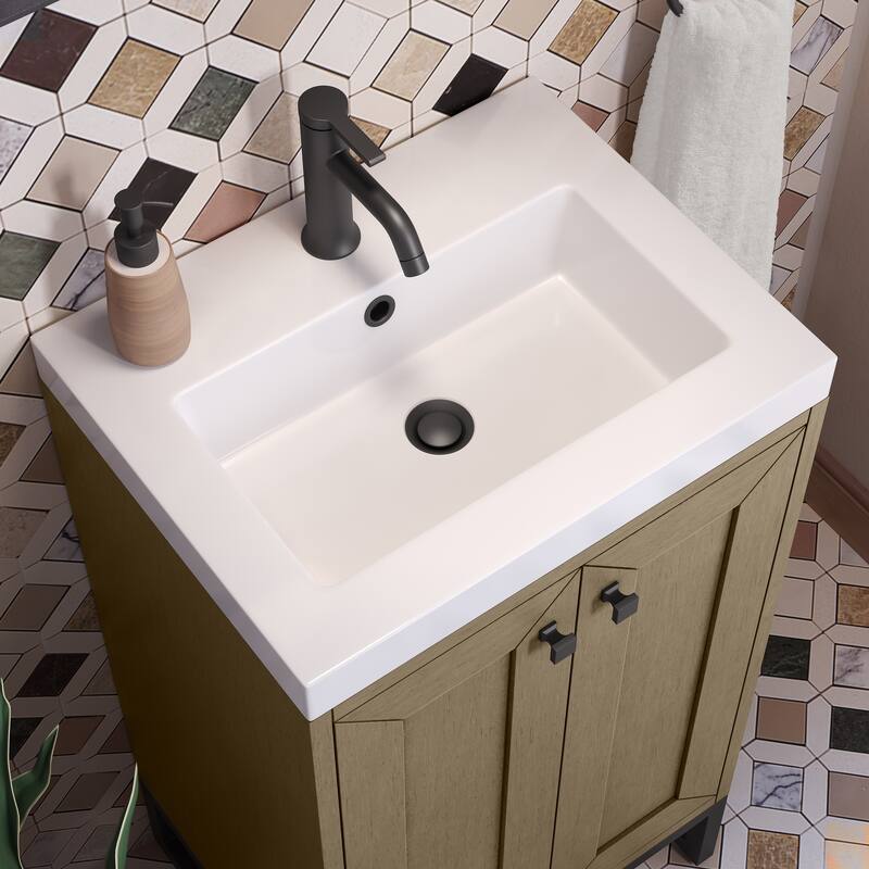 Chianti 20" Single Vanity, Walnut Whisper w/ White Composite Stone Top