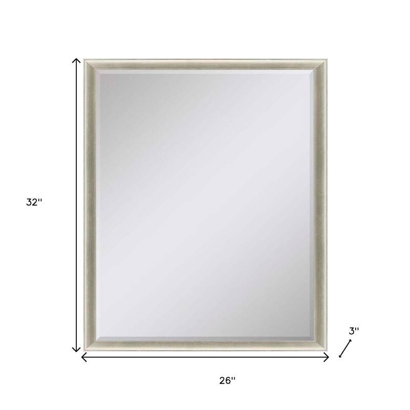 HomeRoots 32" Silver Wood Accent Mirror - 26.00 in. x 32.00 in. x 3.00 in.