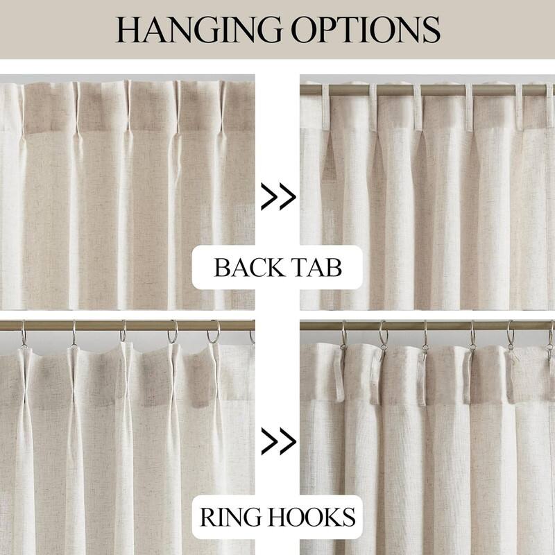 Textured Linen Blended Light Filtering Window Curtains