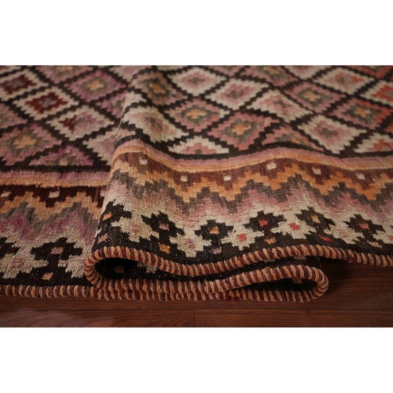 Trellis Kilim Persian Vintage Rug Flatweave Wool Carpet - 5'8" X 8'1"