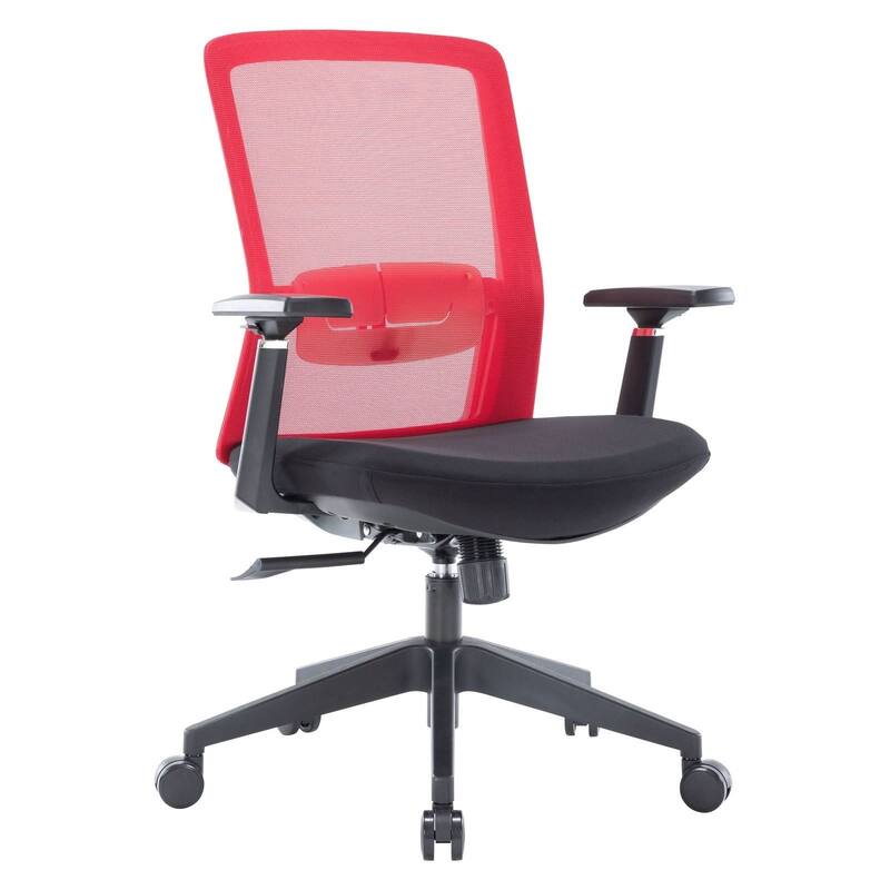 Ingram Contemporary Ergonomic Mesh Office Chair - Adjustable Height & Armrests, Mid-Back Swivel Desk Chair for Home Office - Red