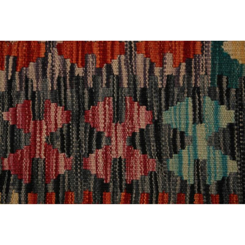 Kilim Oriental Area Rug Hand-Woven Geometric Wool Carpet - 8'3"x 9'8"