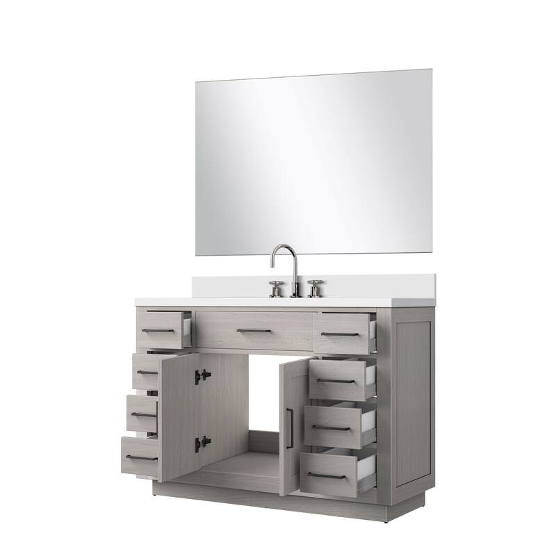 Abbey Bath Vanity with Cultured Marble Top, Sink, Mirror and Faucet