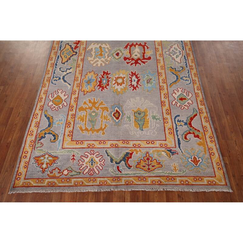 Gray Oushak Oriental Area Rug Handmade Wool Carpet - 5'2" x 7'10"