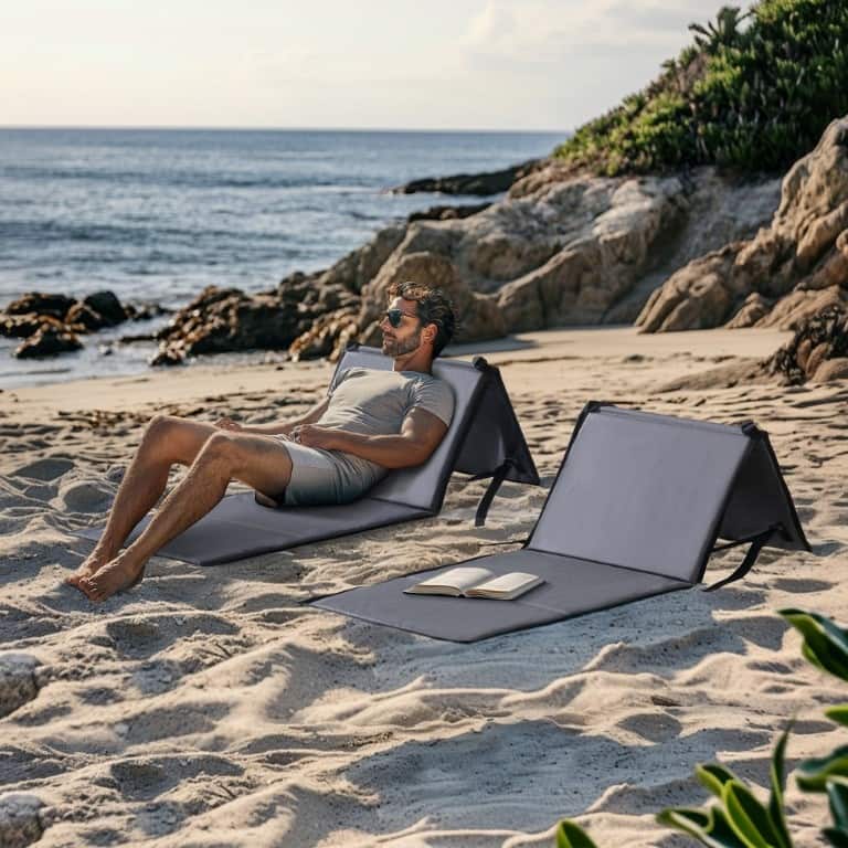 Sunjoy Ultra Light Folding Beach Chair Portable Lounge for Camping Travel - grey
