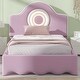 preview thumbnail 2 of 28, Twin Upholstered Platform Bed with LED Headboard, Pink Flannel Finish