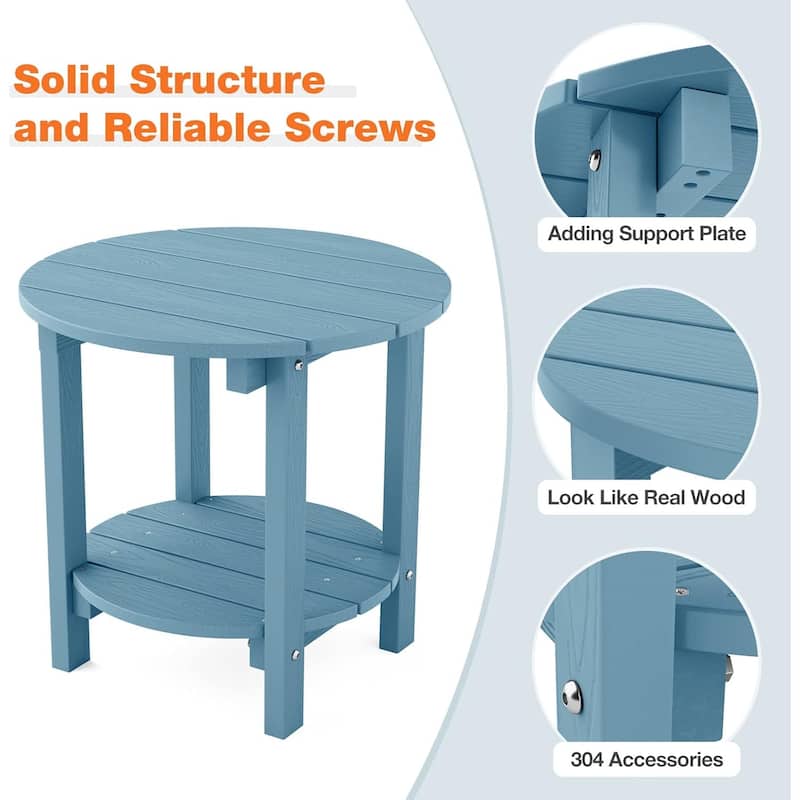 WINSOON All Weather HIPS Outdoor Side Table,Round Table