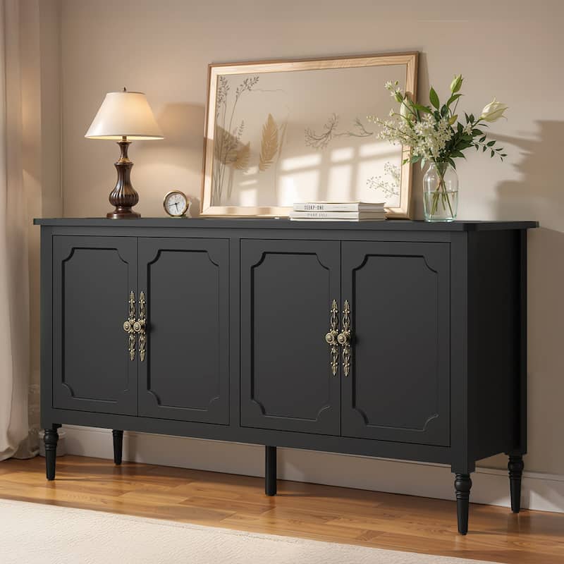 59" Accent Cabinet with 4 Doors – MDF Storage Cabinet, Adjustable Shelves, 200 lbs Top Capacity
