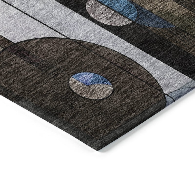 Machine Washable Indoor/ Outdoor Abstract Deco Chantille Rug