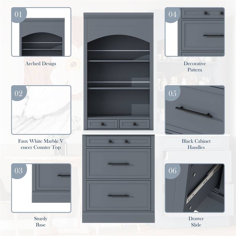 Modern 83.7inch High Kitchen Pantry,Freestanding Tall Kitchen Hutch