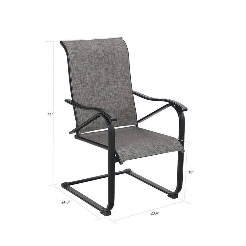 MAISON ARTS 9 Pieces Patio Dining Set, 1 piece Metal Table and 8 pcs C Spring Dining Chairs