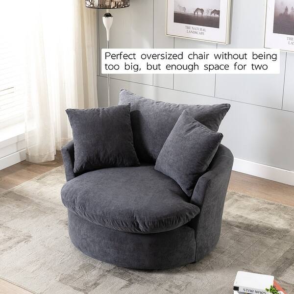 Swivel 43 3 Inch Round Barrel Armchair With Pillows On Sale Overstock 31633749 Yellow Velvet Product details 2020 new good quality leather single with. usd